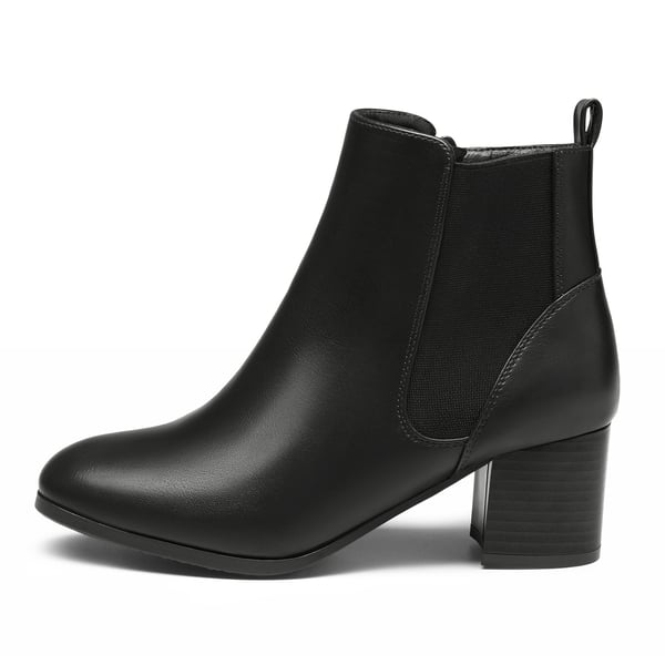 Chelsea Chunky Block Heel Booties - BLACK PU - 2